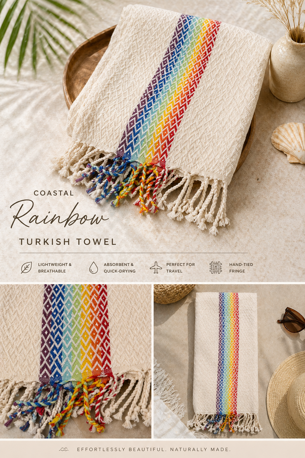 Coastal Rainbow-Sand Turkish Towel